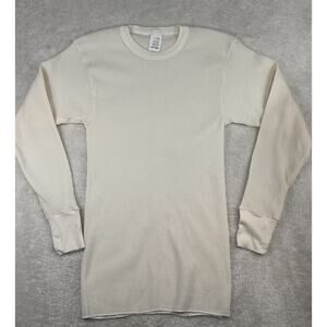 Vintage Indera Shirt Mens Extra Large XL Creme Thermal Baselayer Waffle Knit Y2K